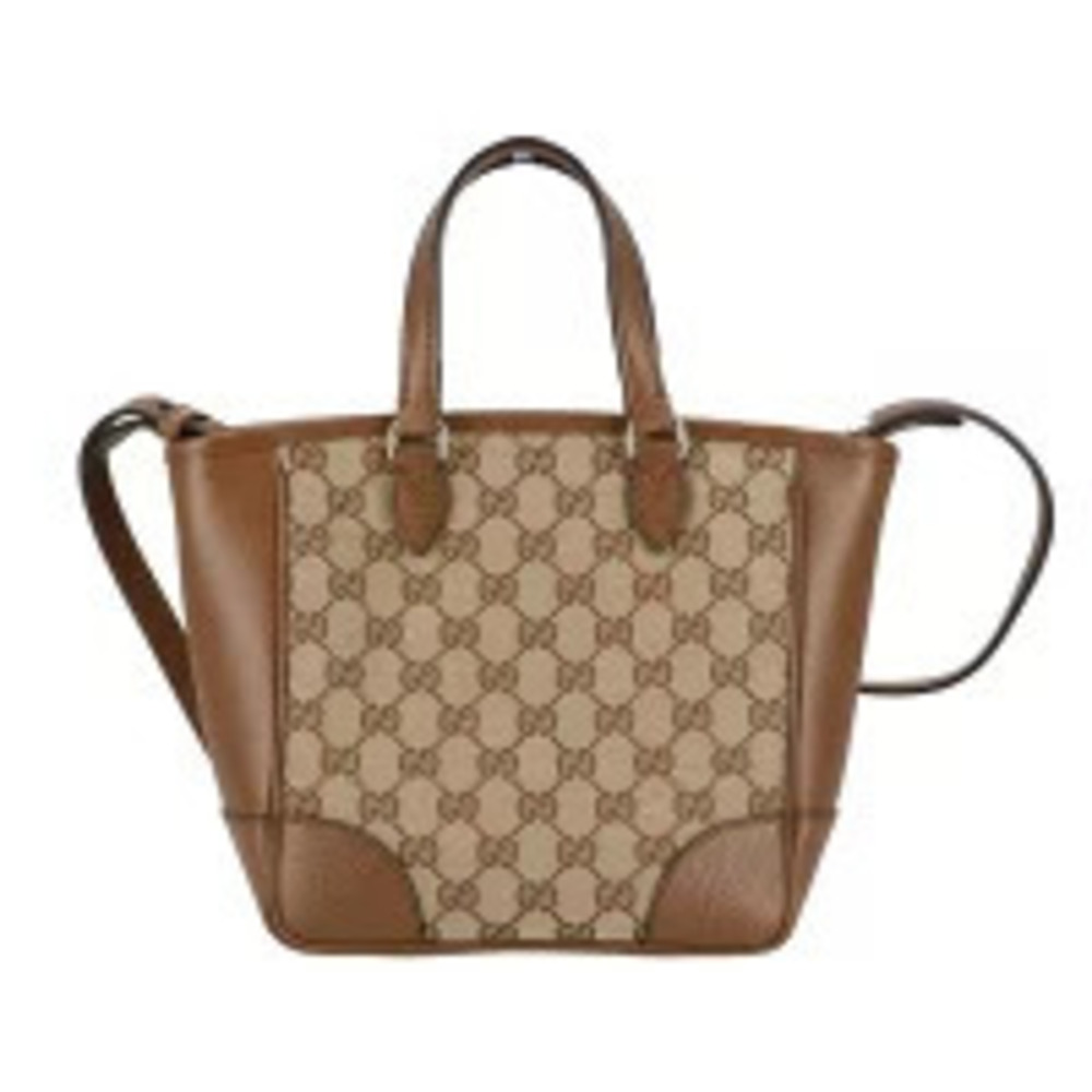 Gucci brown canvas beige GG Bree tote ebony Brown Tan